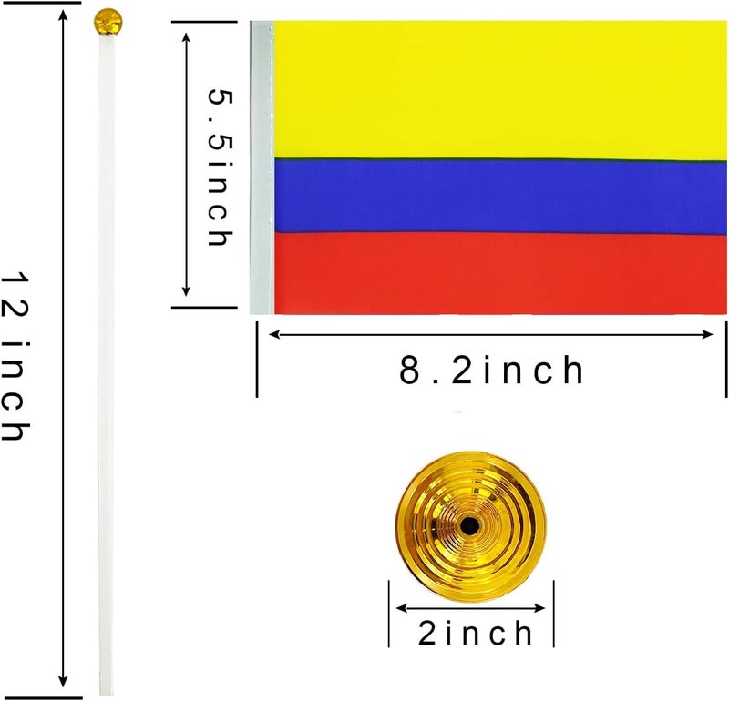 WXTWK 12 Pack Colombia Flag Colombian Desk Flag Small Mini Colombian Table Flags With Stand Base,Home Office Festival Events Celebration Decorations - Image 2